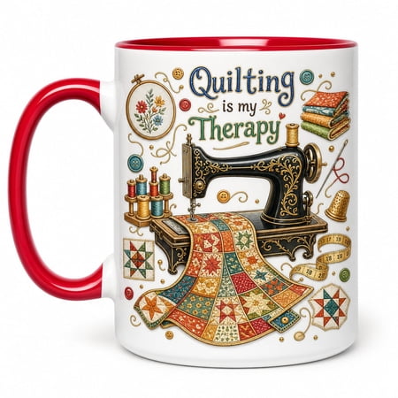 DTS TeeZworld Personalized Quilting Mug Custom Name Ceramic Coffee Cup for Quilters