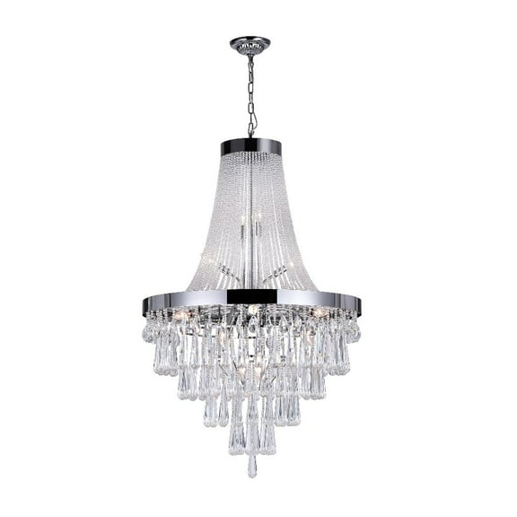 17 Light Down Chandelier with Chrome finish.