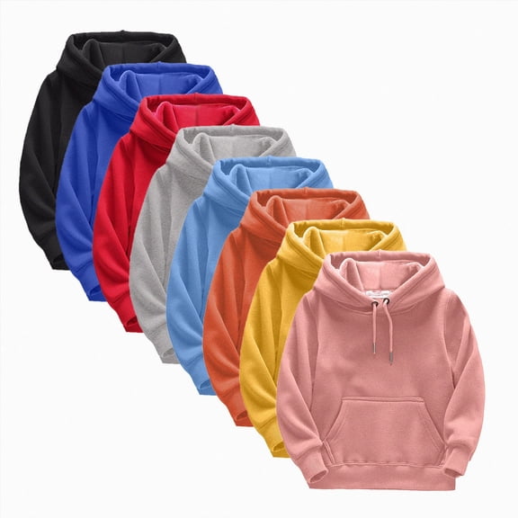 zaveiop Youth Solid Fleece Hoodies Pullover Hooded Sweatshirts for Kids Boy Girl Basic Soft Brushed Fleece Pocket Hoodie (Red, 6-8 Years)