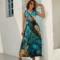thumbnail image 2 of Nautical Green Sea Turtles Art Sleeveless Dress Women's Summer Suit Dresses for Women 2025 Luxury Party Dress, 2 of 6