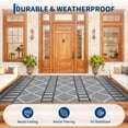 thumbnail image 3 of Waterproof Reversible Outdoor Rug – Boho UV Resistant Plastic Straw MatCollapsible, Durable, Easy Clean,Gray 9x12ft, 3 of 7