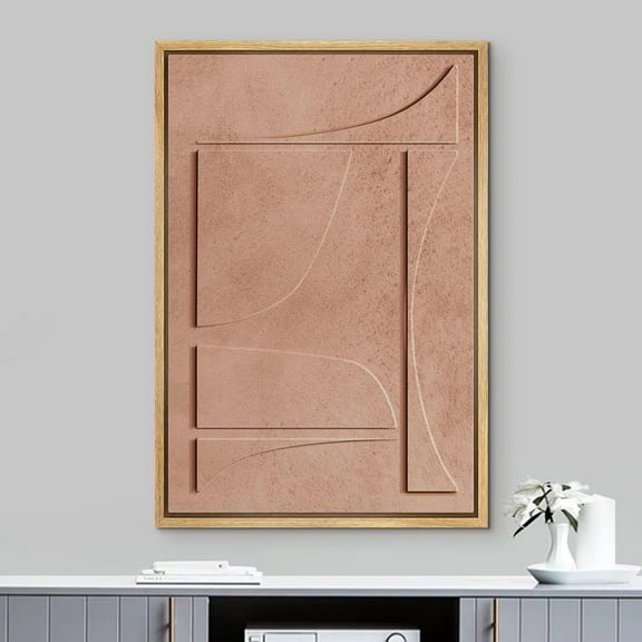 PixonSign Framed Wall Art Mid-Century Tan Geometry Polygon Collage Abstract Geometric Paintings Minimalism Modern Art Decor Contemporary Canvas Prints Fine Art for Rooms - 16"x24" Natural