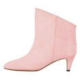 thumbnail image 3 of XYD Women Classical Low Kitten Heel Pull On Short Bootie Closed Pointy Toe Ankle Boots Dressy Daily Graceful Shoes Size 12 Pink, 3 of 4