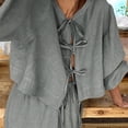 thumbnail image 5 of Women 2 Piece Skirt Sets Oversized Long Sleeve Top and Maxi Skirts Travel Vacation Set Gray L, 5 of 7