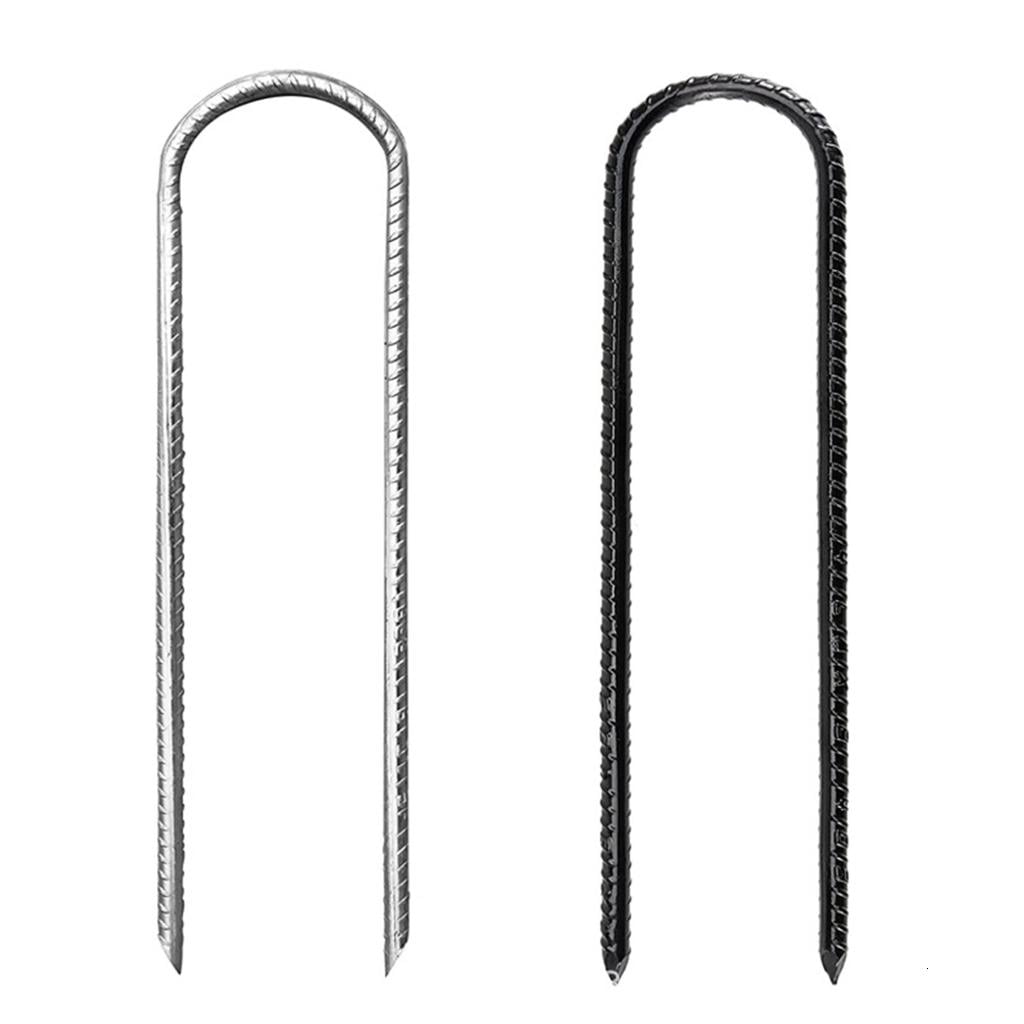 Yihuala 3Pcs Galvanised Steel Ground Anchors Stakes L/Ushape Trampolines Rebars Stakes Tent Nails Garden Stake Camping Tent Peg