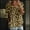 Gold, variant on Tunic Top Flowy Tops Floral Print T Shirt Round Neck Shirt 3/4 Sleeved Blouses Casual Tops Fitted Tops Cooling Shirts Dressy Shirts Big Shirts Elegant Tops Khaki S