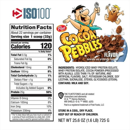 Dymatize ISO100 Hydrolyzed Whey Isolate Protein Powder, Cocoa Pebbles, 1.6 lb