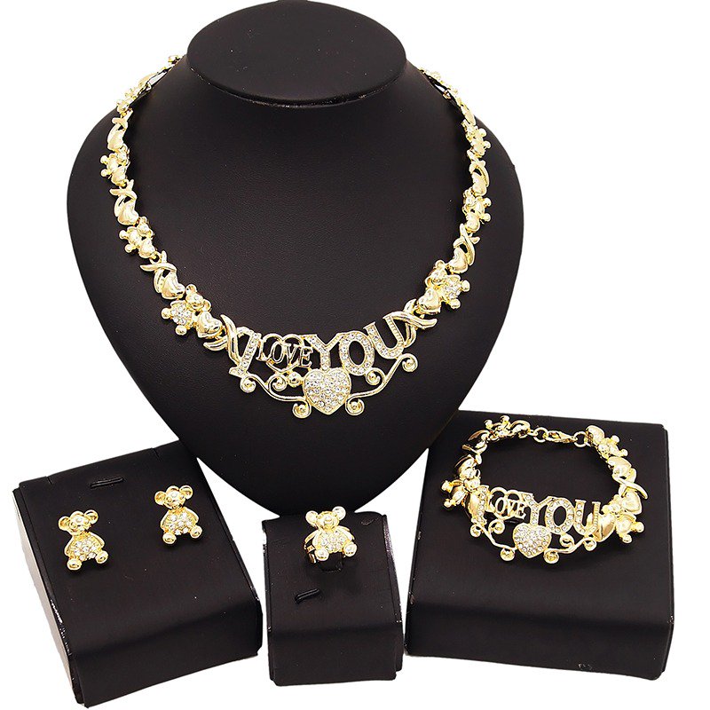 S&M Jewelry Women's Hugs & Kisses Xo Jewelry Set I LOVE YOU Pedant
