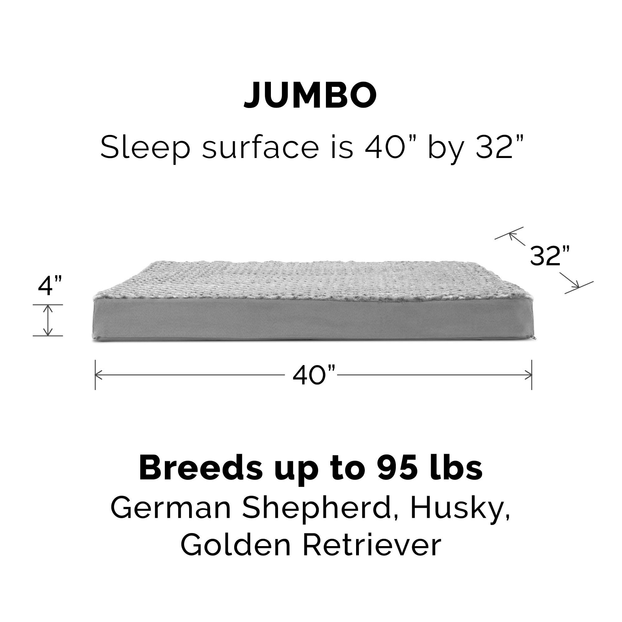 FurHaven Ultra Plush Full Support Solid Orthopedic Deluxe Mattress Pet Bed, Cream, Jumbo, 1 Count