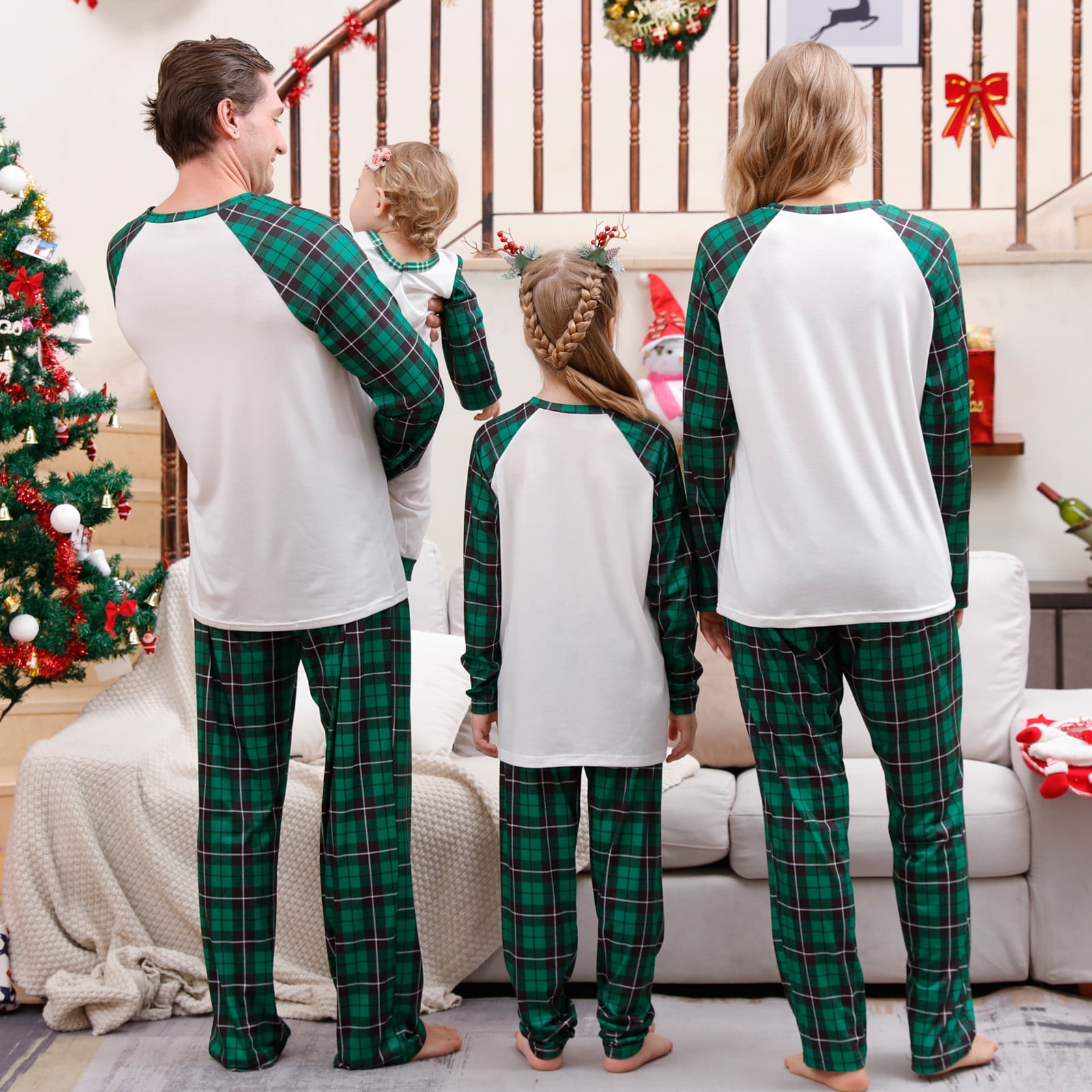 XZNGL Night Before Christmas Pajamas Matching Christmas Pajama Pants Parent Child Warm Christmas Set Printed Home Wear Pajamas Two Piece Mom Set