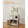 thumbnail image 3 of Feandrea WoodyWonders Cat Tree with Litter Box Furniture Hidden Enclosure, 2-in-1 Modern Tower, Cat Condo with Scratching Posts, Removable Pompom Sticks, 3 of 6