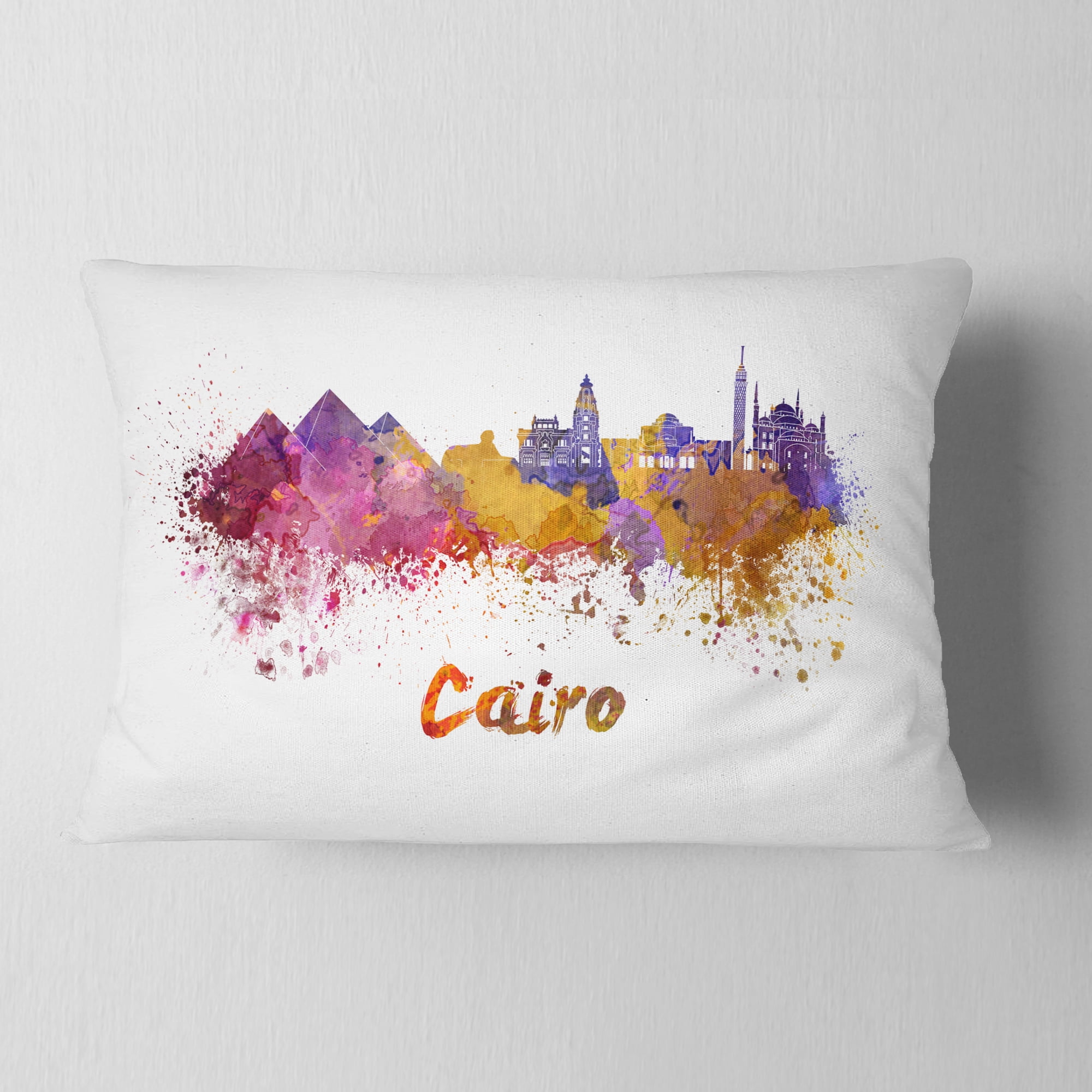 Designart Cairo Skyline - Cityscape Throw Pillow - 12x20
