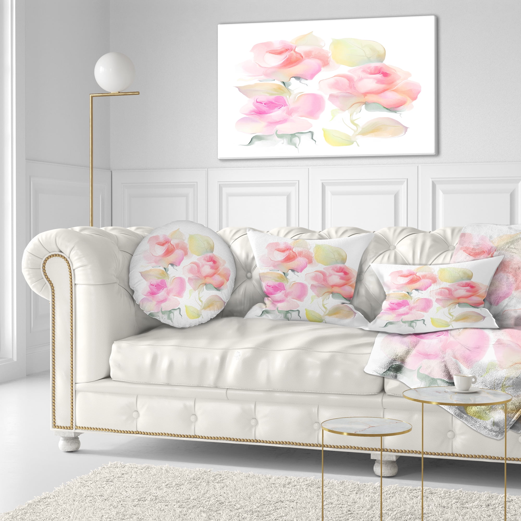 Designart Beautiful Pink Rose Flowers - Animal Throw Pillow - 12x20