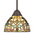 thumbnail image 3 of Quoizel TFKM1508VB Kami Tiffany Mini Pendant Lighting, 1-Light, 100 Watts, Vintage Bronze (9" H x 8" W), 3 of 3