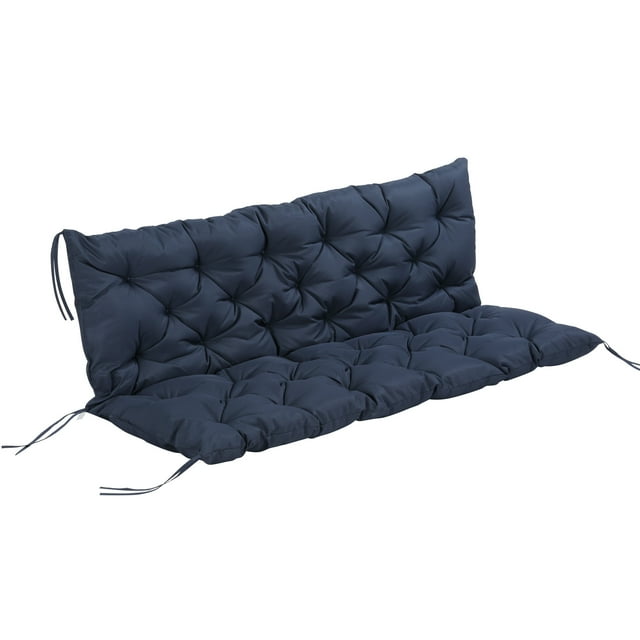 Outsunny Porch Swing Cushion Garden Bench Cushion with Backrest, Non-Slip 3-Seater Soft Pad, Swing Chair Mat Replacement for Indoor and Outdoor, 59.1" x 38.6", Dark Blue