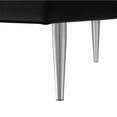 thumbnail image 6 of Bodie Black/Chrome Velvet Bench - Upholstered, Channel Tufted, Tapered Mirrorred Lacquer Finish Stainless Steel Legs, 6 of 10