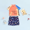 thumbnail image 2 of vigerkar Toddler Boys Swimsuit Set Rash Guard Boys' Swimwear Two Piece Bathing Suit and Swim Trunk with Hat UPF 50+ 18M-8Y (Orange, 5-6 Years), 2 of 7