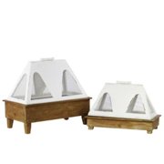 26463 Wooden Terrarium Set Of Two - White
