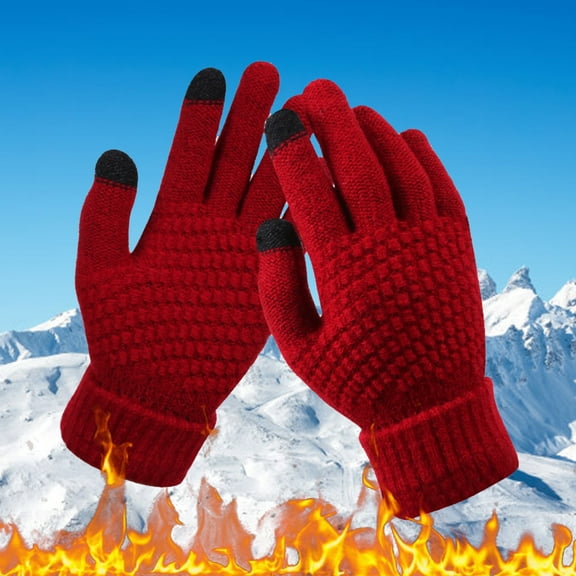 Tittly Winter Gloves Gloves for Men Thick And Adult Phone Warm Winter Knitted And Fashionable And Gloves Gloves for Women Knit Gloves A One Size