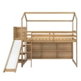 thumbnail image 4 of Twin Size House Loft Bed with Storage Shelves and Light, Wood Kids Loft Bed with Slide and Storage, Twin Playhouse Bed with Climbing Ramp, for Boys, Girls, No Box Spring Required, Wood Color, 4 of 9