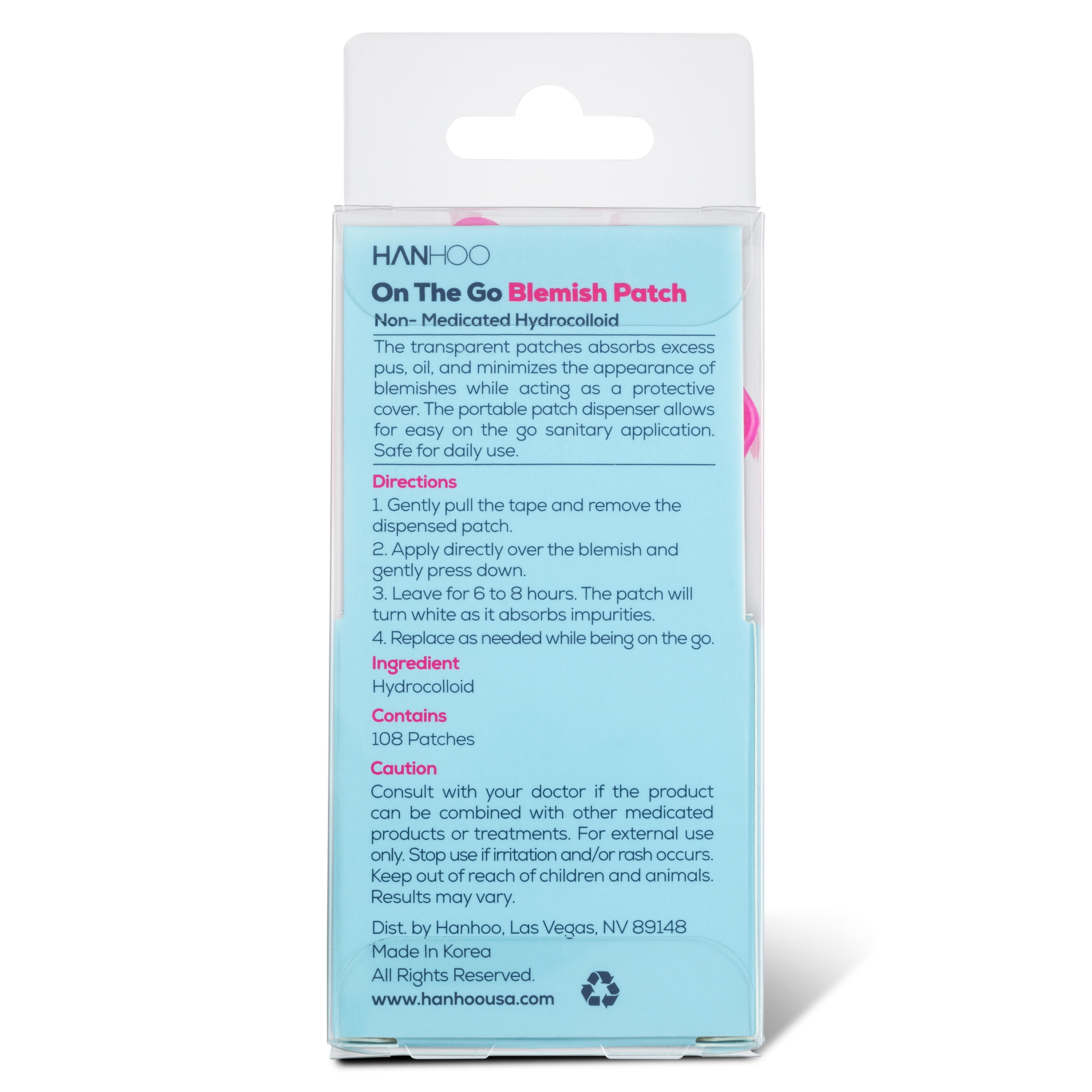 (2 pack) Hanhoo On The Go Hydrocolloid Acne Patch Roll, All Skin Types, 108 Ct.