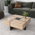 thumbnail image 2 of EUROCO 31.5" Square Coffee Table with 4 Hidden Storage Compartments, Sofa Side Tea Tables with Extendable Sliding Tabletop, UV High-gloss Finish Coffee Table for Living Room, 2 of 8