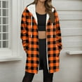 thumbnail image 2 of Dasayo Women Coats Fleece Long Thermal Orange Drawstring Plaid Zip up Coats Jackets for Women S, 2 of 5
