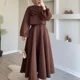 thumbnail image 2 of Conjunto de dos piezas de vestido holgado con mangas abullonadas y flores de Dubái de Oriente Medio para mujer, 2 of 5
