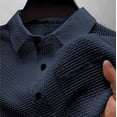 thumbnail image 4 of Breeze Polo Shirts for Men Beer Belly Short Sleeve Collared Quick Dry Textured Ultra Comfortable Shirts for Office Summer Daily Navy L, 4 of 5