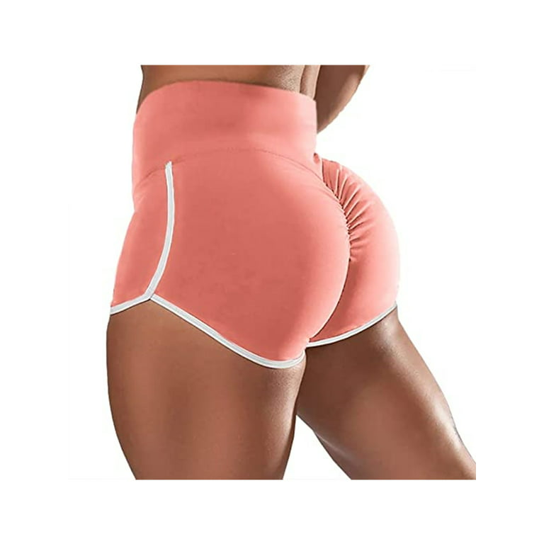 Ilfioreemio Women Tiktok Booty Shorts Butt Lifting High Waist Tummy Control  Workout Running Gym Textured Ruched Shorts