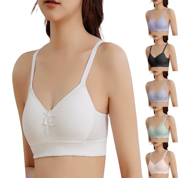 SGMVNU Training Bras for Girls Size 9-14 Comfortable Breathable Soft Solid Color Bra Adjustable Cotton Cami Bralettes Size: 11-13 Years White