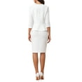 thumbnail image 3 of INSPIRE CHIC Women's 2 Piece Tweed Suit Button Down 3/4 Sleeve Jacket Pencil Skirt Set L White, 3 of 6