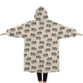 thumbnail image 2 of Oversized Wearable Blanket Hoodie,Light Pink Bigfoot and Mountain Pattern Sherpa Blanket Hoodie with Super Pockets,Super Warm Fuzzy Pullover for Women & Men, 2 of 6