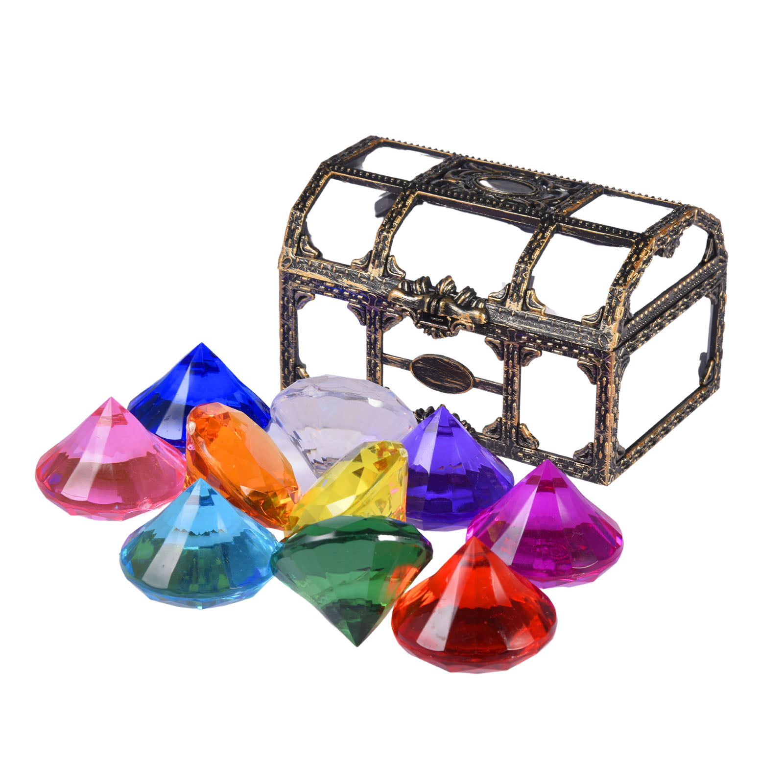 16 Pieces Big Size Treasure Gem Diving Gem DIY Vase Fillers Pool Toys Colorful Summer Swimming Acrylic Treasure Gem Diving Toys Underwater Toy for Parties and Games Birthday,Wedding Decoration Gems 