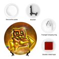 thumbnail image 5 of Lsque Geometry Dash Pattern Ceramic Decorative Plate Decorative Plates with Display Stand Personalized Porcelain Plate Ceramic Ornaments for Wall Hanging Decoration-7in, 5 of 6