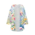 thumbnail image 4 of Clearance Clothes Pitauce Women's Puff Sleeve Sheer Chiffon Kimono Cardigans Summer Casual Bathing Suit Cover Up Loose Open Front Lightweight Cardigan, 4 of 5