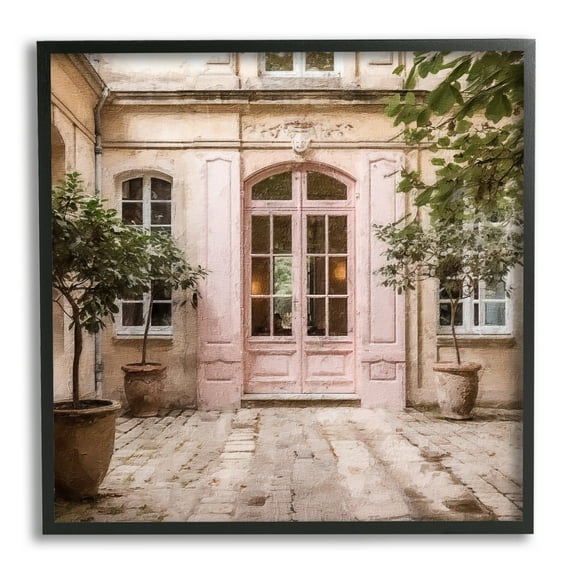 Stupell Industries Pink French Doors Travel & Places Photography Black Framed Art Print Wall Art, 12 x 12