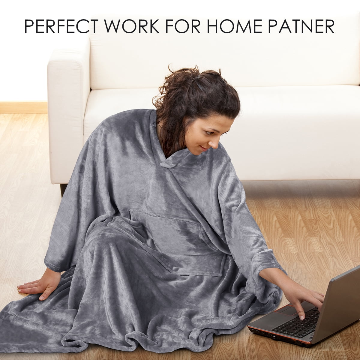 Poncho Blanket Super Soft Comfy Plush Wearable Fleece Blanket  for Adult
