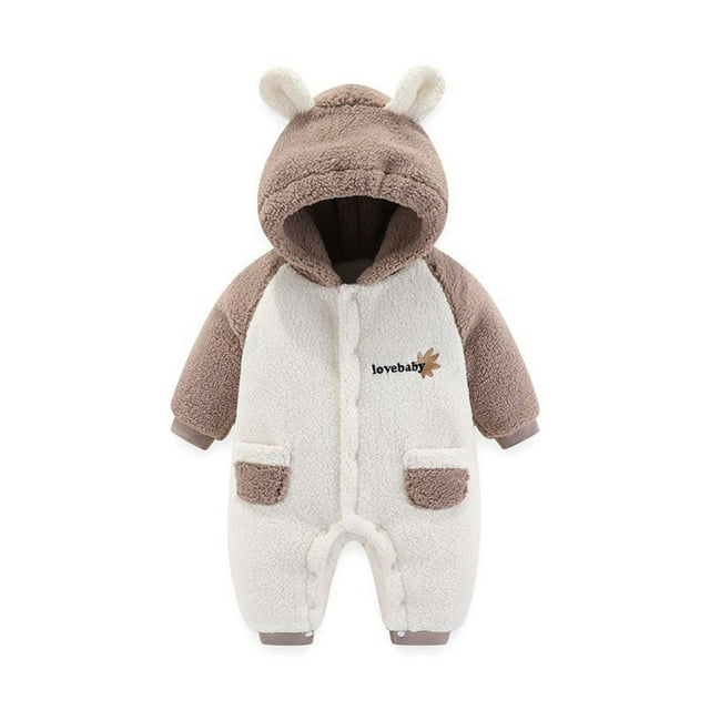 LSLJS Combinaison de Neige pour Bébé Fille Garçon Combinaisons à Manches Longues avec Capuche en Peluche Combinaisons Combinaisons