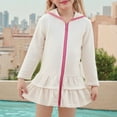 thumbnail image 2 of snilers Toddler Girl Long Sleeve Swimsuit Vacation Beach Dress Cute Swim Cover Ups Ruffle Bathing Suit Kids Swimwear Pool Clothes Size 2-10 Years, 2 of 5
