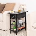 thumbnail image 2 of End Table with Charging Station, Flip Top Side Table with USB Ports and Outlets, Sofa Couch Table Bedside Table for Living Room Bedroom, Narrow Nightstand with Storage Shelves for Small Space, 2 of 14