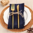 thumbnail image 2 of Holzlrgus Handmade Cloth Napkins, Linen Cloth Napkins with Fringe, 18 x 18 Inches Set of 4 Versatile Handmade Square Rustic Fringe Napkins for Dinner, Wedding and Parties, Navy Blue, 2 of 6