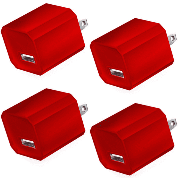 Kartofler velordnet temperatur 4-Pack 5V USB Wall Charger Power Adapter Fast Charging Output 1A Cube  Compatible with Apple iPhone, Samsung Galaxy, Note, HTC, LG & More - Red -  Walmart.com