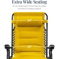 thumbnail image 3 of Oversized Padded Zero Gravity Chair, Folding Outdoor Patio Recliner, XL Anti Gravity Lounger for Backyard w/Headrest, Cup Holder, Side Tray, Polyester Mesh - Yellow, 3 of 14