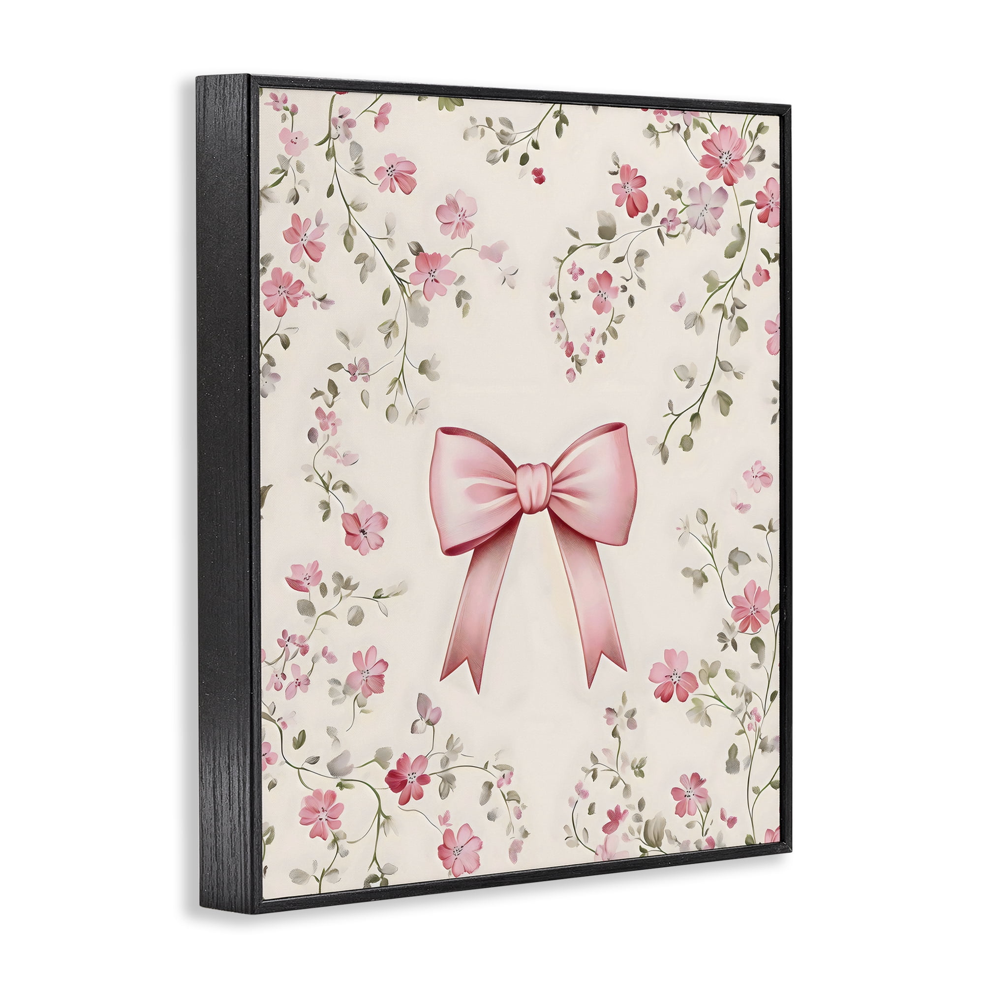 Stupell Industries Girly Ribbon Bow Black Framed Giclee Art, design by Arlington Prints