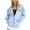 Light Blue, variant on Women's Hoodie Zip-Up Pink Sunflower Bow Graphic Hooded Sweatshirt Drop Shoulder Long Sleeve Streetwear Casual Pullover Top
