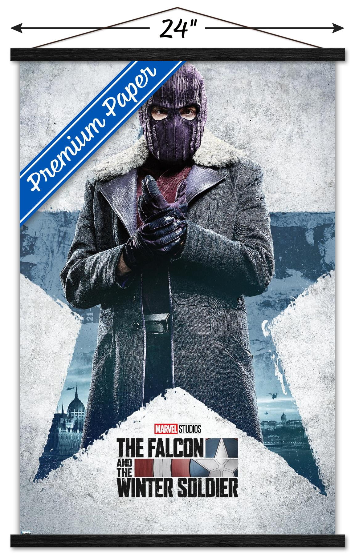 Marvel Falcon and Winter Soldier - Baron Zemo One Sheet Wall Poster with Wooden Magnetic Frame, 22.375" x 34"