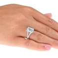 thumbnail image 4 of 10k White Gold Emerald-Shape Blue Topaz and Split-Shank Diamond Ring, 4 of 5