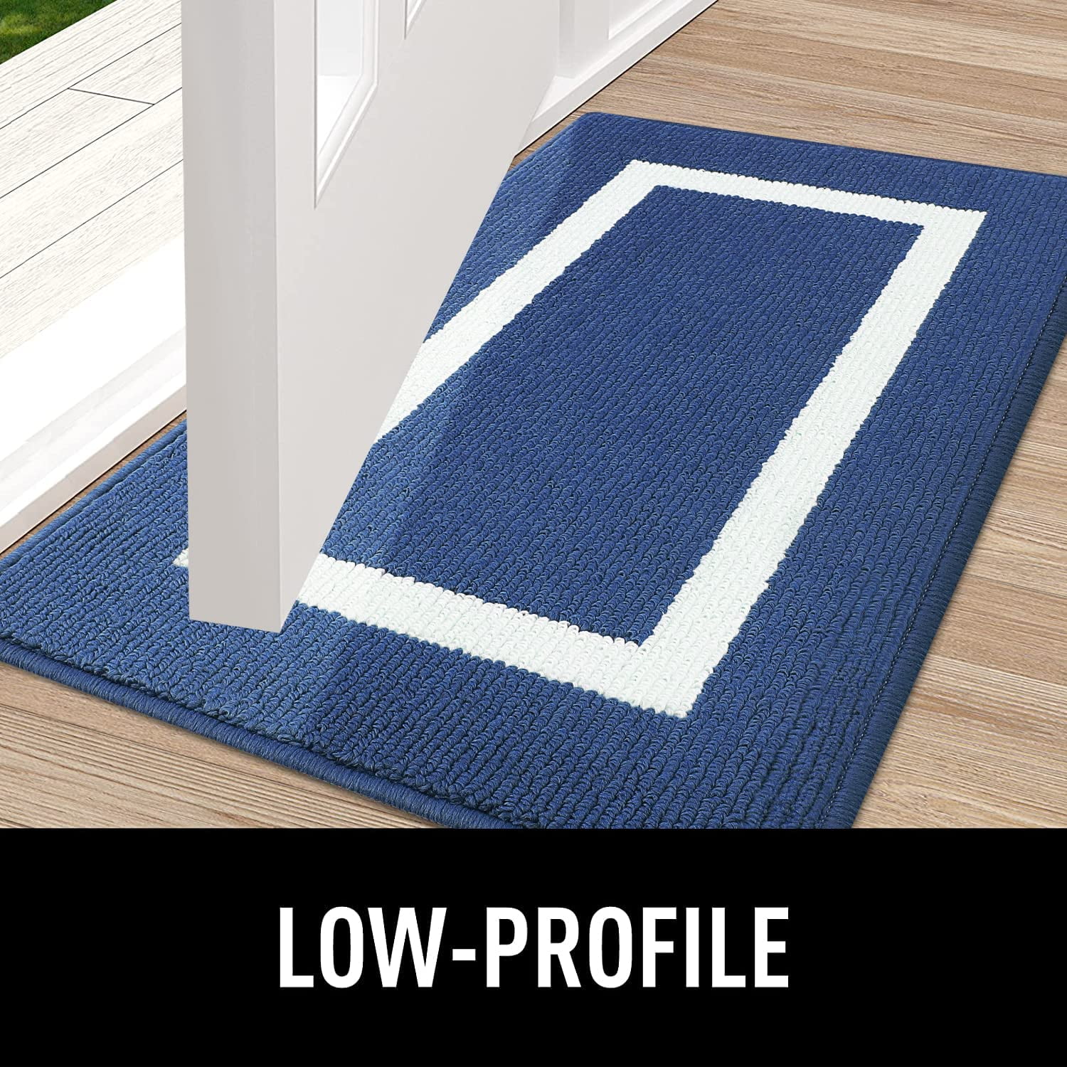 Buganda Extra Large Indoor Door Mat, 32"x 40", Non Slip Low-Profile Entrance Rug Front Inside Doormats Dirt Trapper Entry Door Rugs for Entryway, Navy Blue
