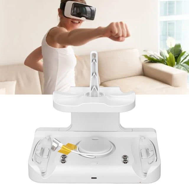VR Controller Charging Stand, RGB Light VR Headset Controller Charging Station with 2 Rechargeable Batteries, Convenient Charging for VR Headset and Controllers